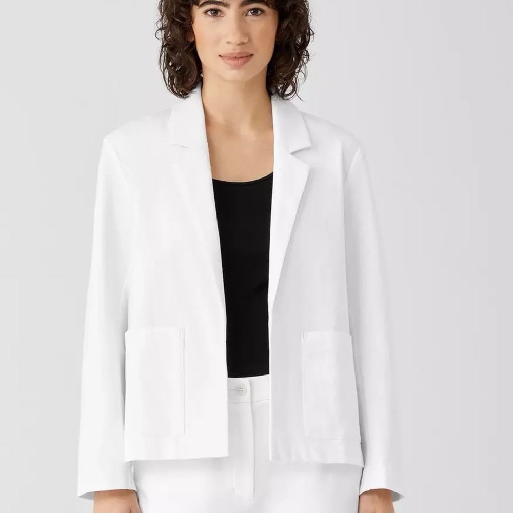 Eileen Fisher Women’s White Blazer Long Sleeve Minimalist Design Size XS/TP